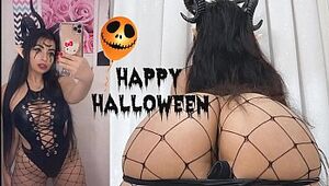 Halloween 2020 - Succubus challenged - Porno horror - Sloppy Talking, Blowjob, Smash Funbags - Jism in Hatch